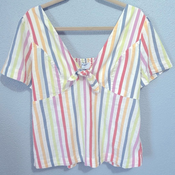 Nwot Old navy striped tie front smock top size x-large - Picture 4 of 7